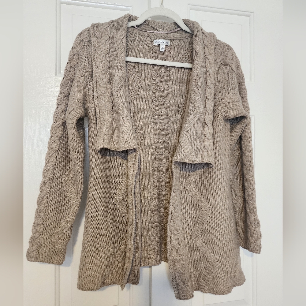 Croft & Barrow Tan Open Front Cable Knit Women's Sweater  Size M